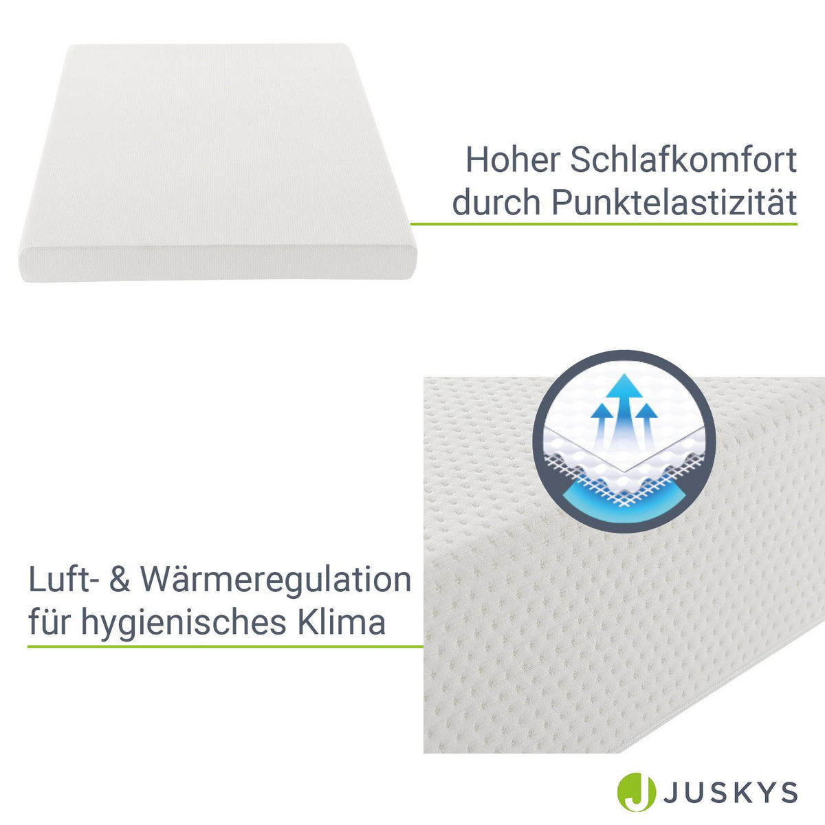 KALTSCHAUMMATRATZE 160x200 cm - Weiß, Textil (160/200cm) - Juskys