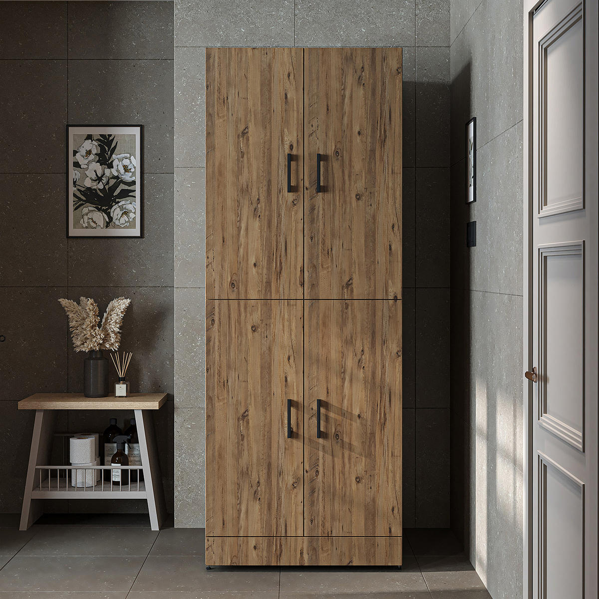 WASCHMASCHINENSCHRANK DORA-I 70cm Breit - Eichefarben, Holzwerkstoff (70/186/74cm)