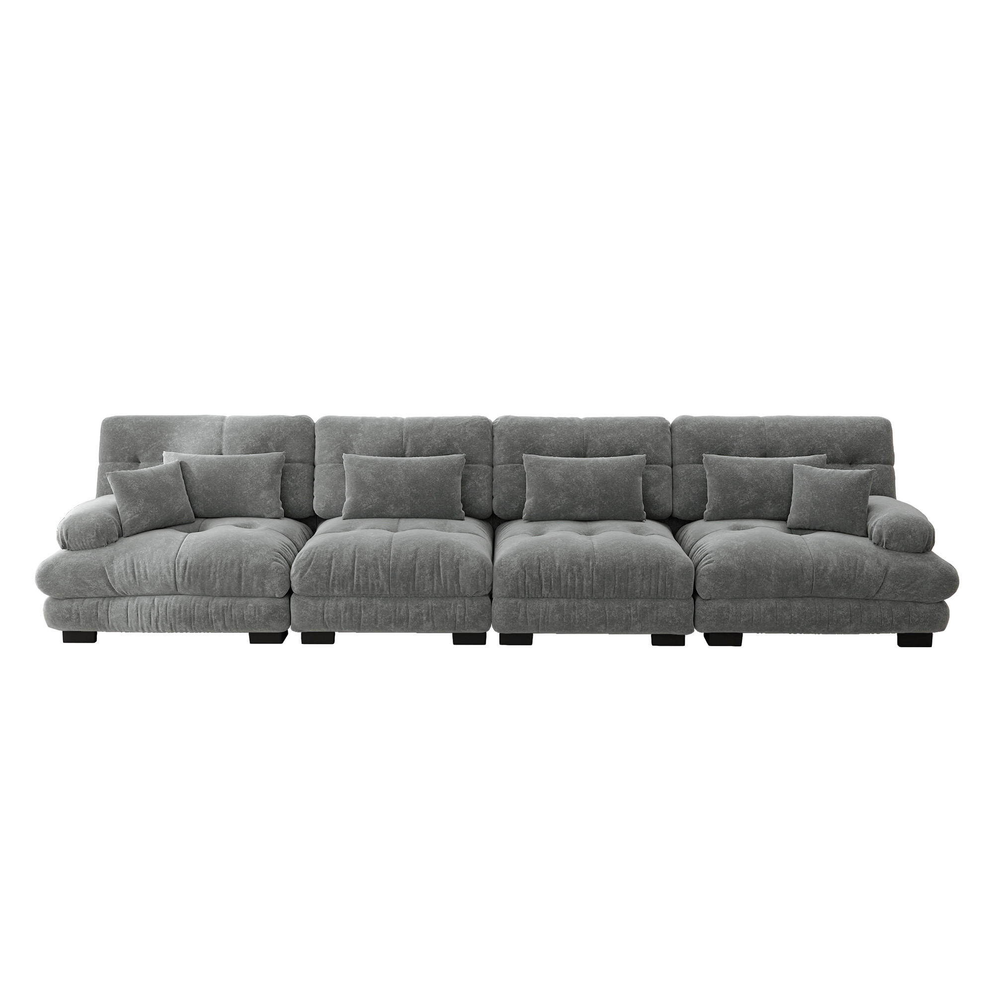 KAVČ 4-sedežni 406/77/81 cm Siv - siva, tekstil (77/81/406cm)