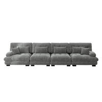 4-SITZER SOFA Chenille Grau mit Modulfunktion - Grau, Textil (406/81/77cm) - WISHDOR