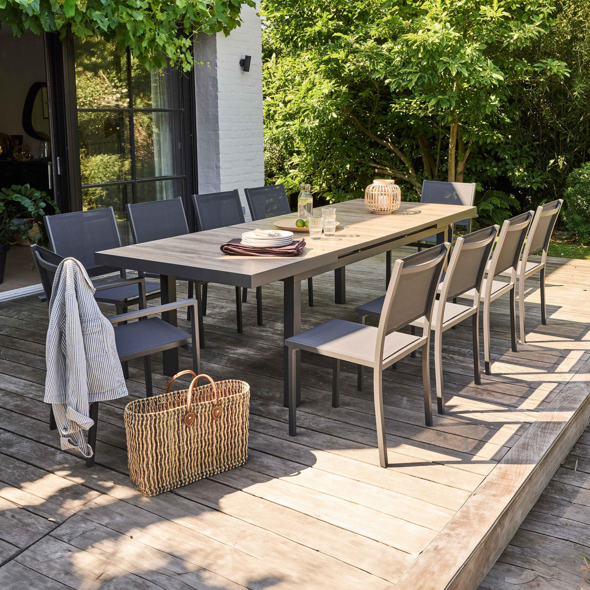 GARTENSET 11-tlg., Braun/Grau - Grau, Metall - Oviala
