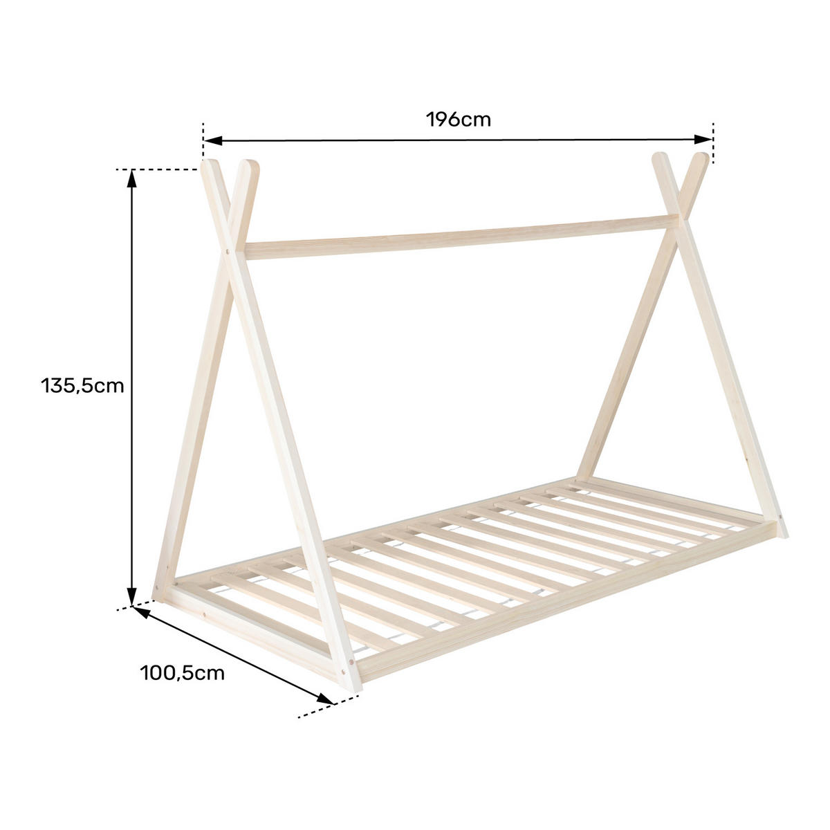 KINDERBETT Valentin 190/90 cm - Braun, Holz - Happy Garden