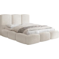 POLSTERBETT Harmony mit Bettkasten, Creme Boucle 140x200 cm - Birkefarben/Schwarz, Holz/Holzwerkstoff (140/200cm) - WFL GROUP