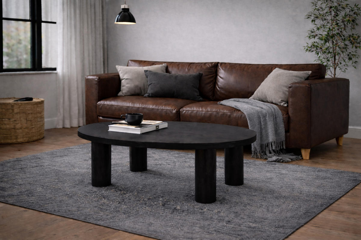 COUCHTISCH OVALI, Modernistisch und Stabil Schwarz - Schwarz, Holz (69/100/39cm) - Kaiser Möbel