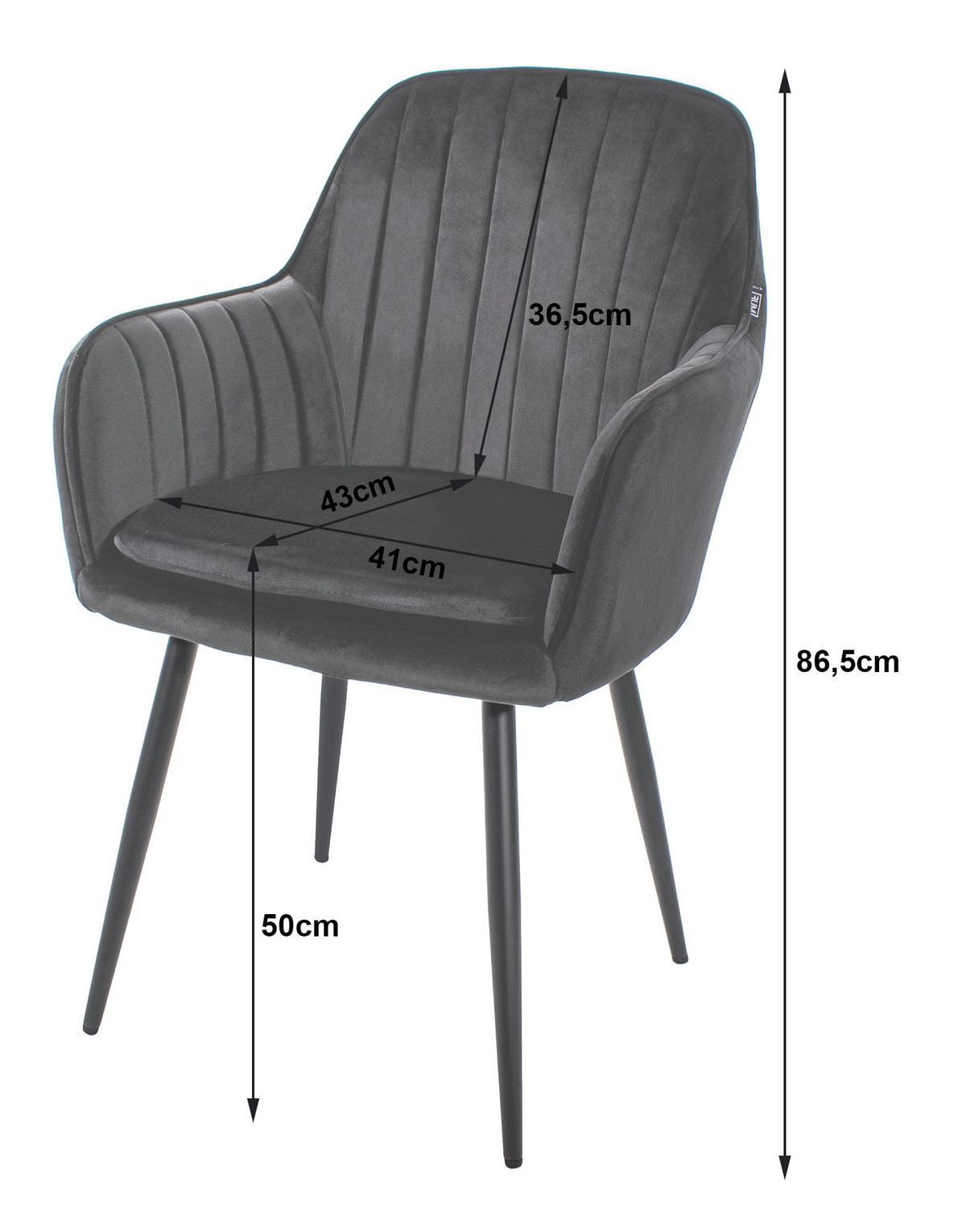 STUHL PRAIANO 4-er Set, Silbergrau, Schwarz, mit Samtstoff gepolstert - Hellgrau, Textil/Metall (58/87/57cm) - Komodee