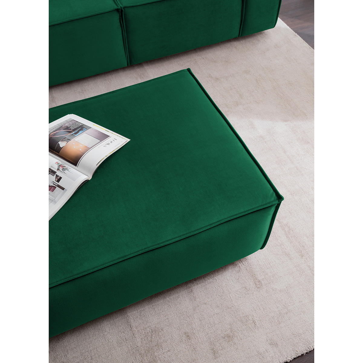 POLSTERHOCKER rechteckig - Dunkelgrün/Schwarz, Kunststoff/Textil (97/40/79cm) - home24