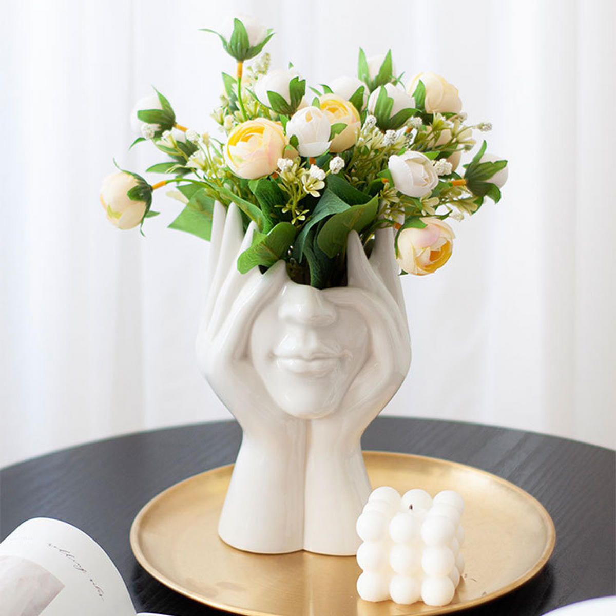 VASE 19 cm Keramik - Weiß, Keramik (19cm) - LIBRATON