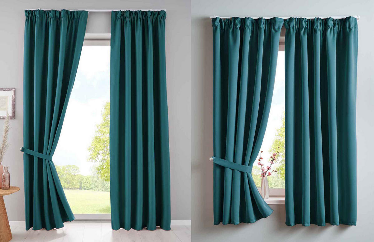 VORHANG 2ER SET NEWYORK HxB 245x295 cm Petrol - Petrol, Textil (295/245cm) - Gardinenbox