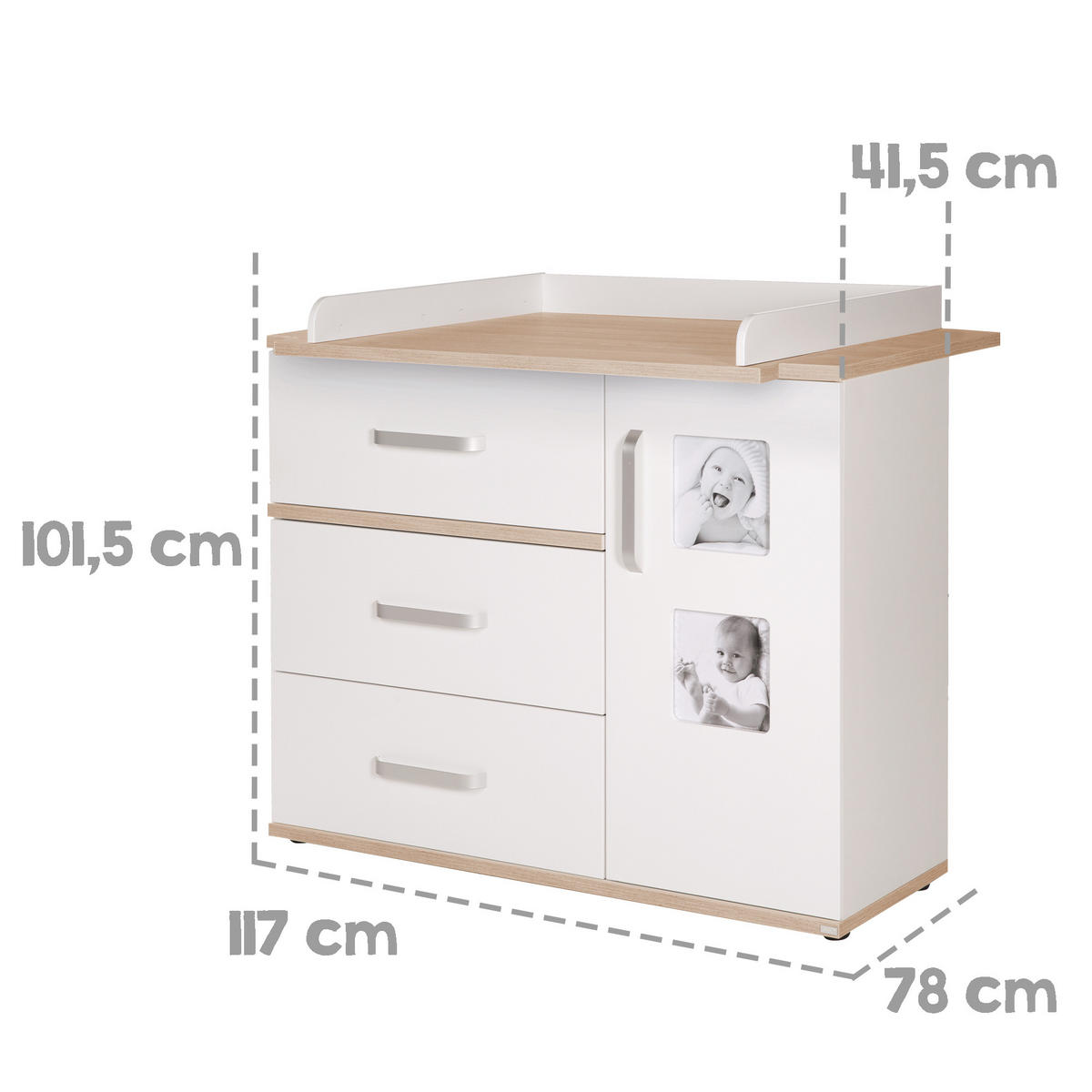 BABYZIMMER-SET Pia, mit breiter Wickelkommode, 2-teilig - Weiß, Holzwerkstoff (76/81/142.5cm) - Roba