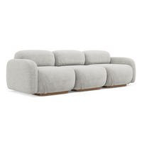 4-SITZER-SOFA Bouclé Stoff Grau - Silberfarben/Braun, Holz/Textil (270/73/95cm) - Makamii