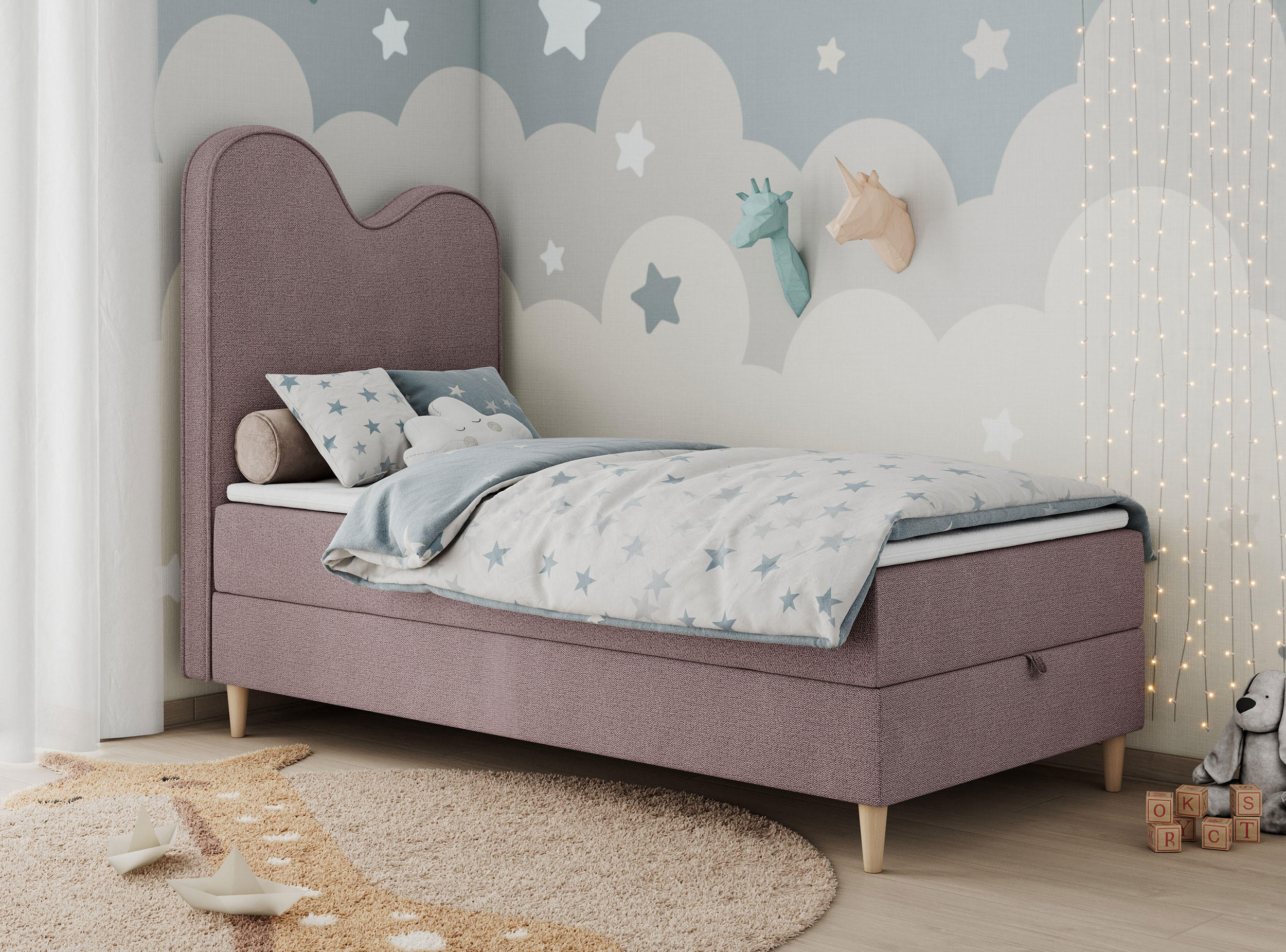 BOXBETT FLOW 90/180 Rosa Struktur - H3 - Rosa, Holz/Textil (90/180cm) - MKS