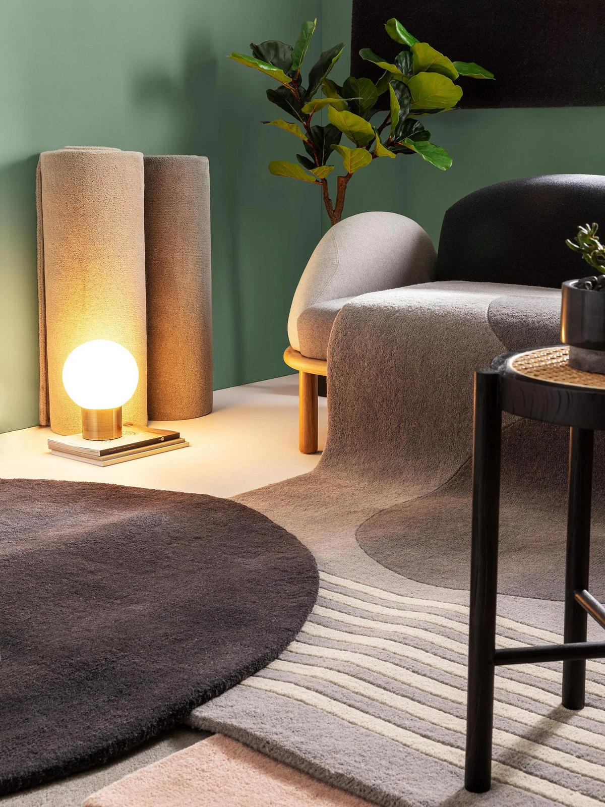 VOLNENA preproga Bent Antracit ø 200 cm okrogla - antracit, tekstil/naravni materiali (200/200cm) - benuta Nest