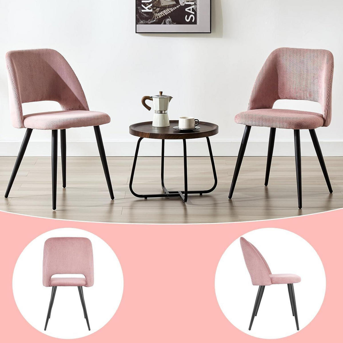 ESSZIMMERSTÜHLE 4er Set Kordsamt Rosa - Rosa, Textil (48/80/45cm)