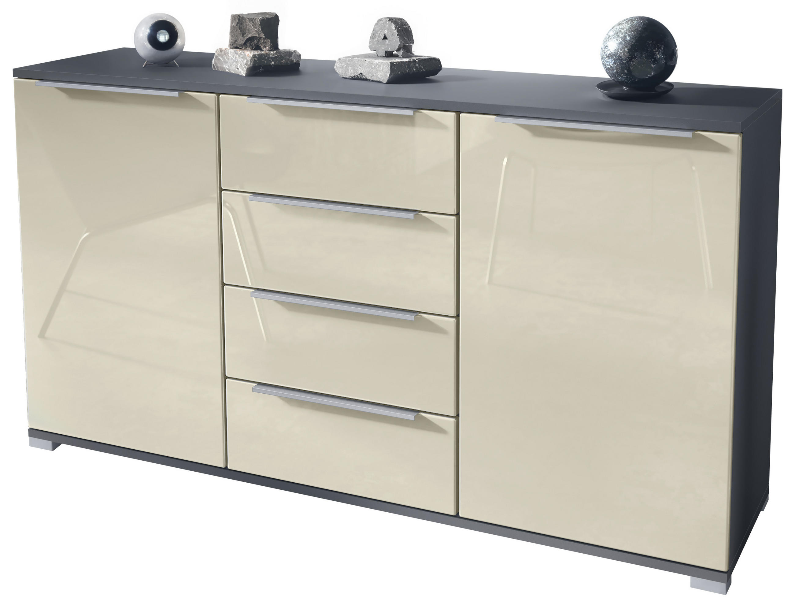SIDEBOARD Linio Creme Hochglanz - Creme, Holzwerkstoff (138.5/75.5/35cm) - Vladon