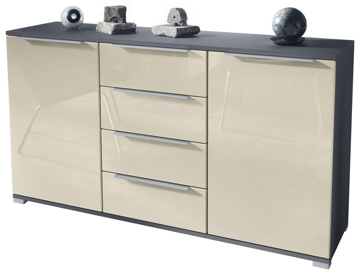 SIDEBOARD Linio Creme Hochglanz - Creme, Holzwerkstoff (138.5/75.5/35cm) - Vladon
