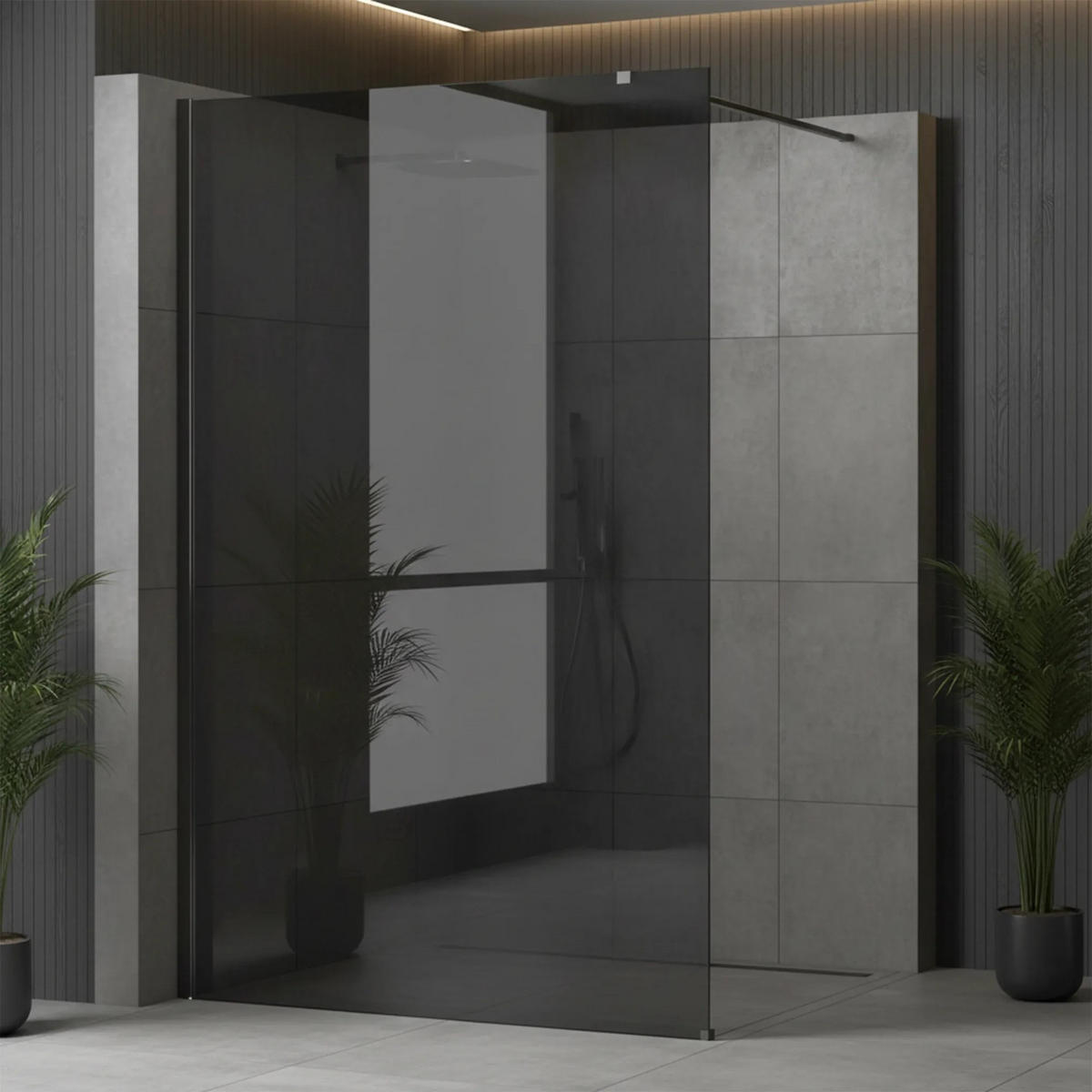 DUSCHWAND Rea Flexi Grey / Titan 140 - Titanfarben, Glas (120/140/195cm) - REA