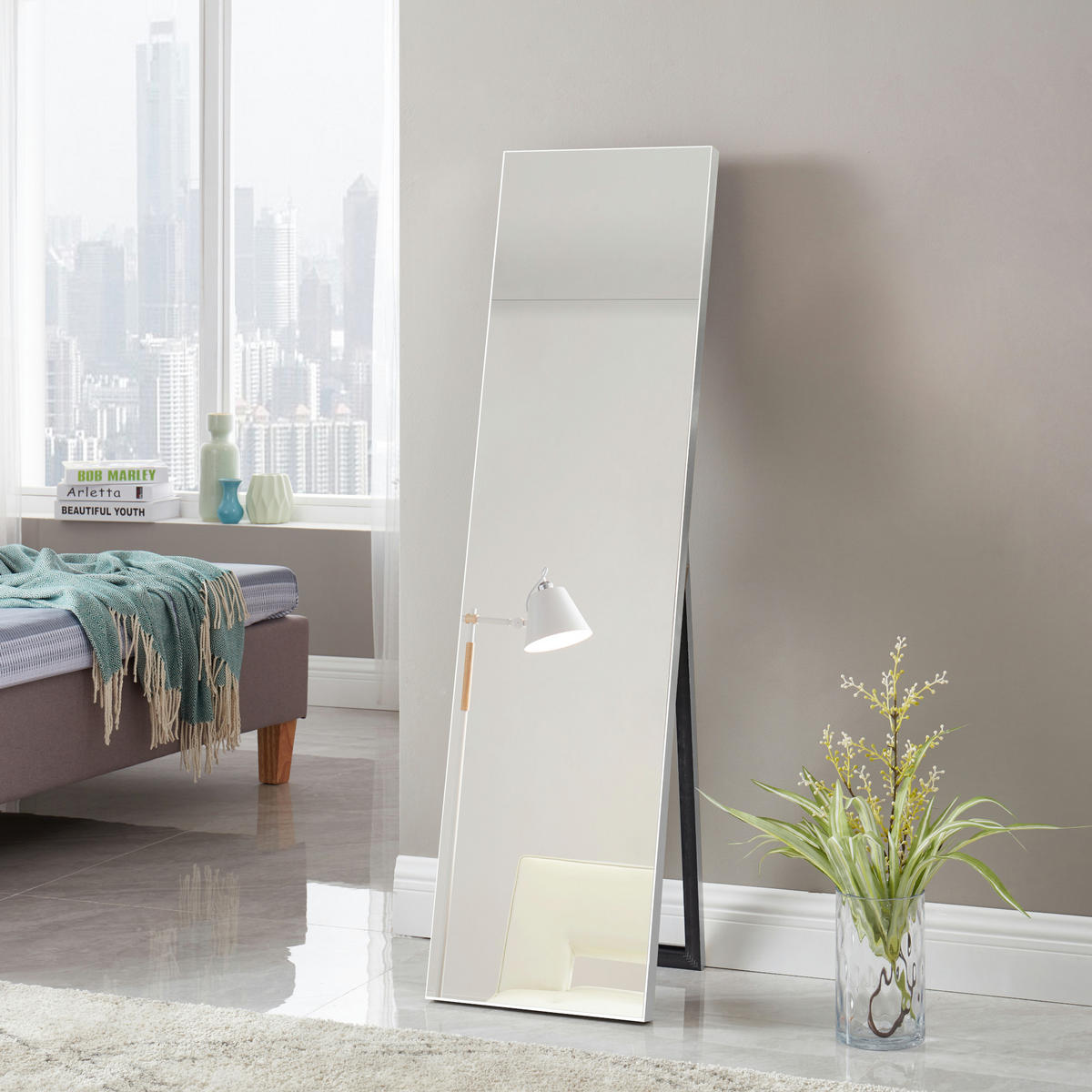 STANDSPIEGEL Barletta - Silberfarben, Glas/Kunststoff (35/150.6/150cm) - [en.casa]
