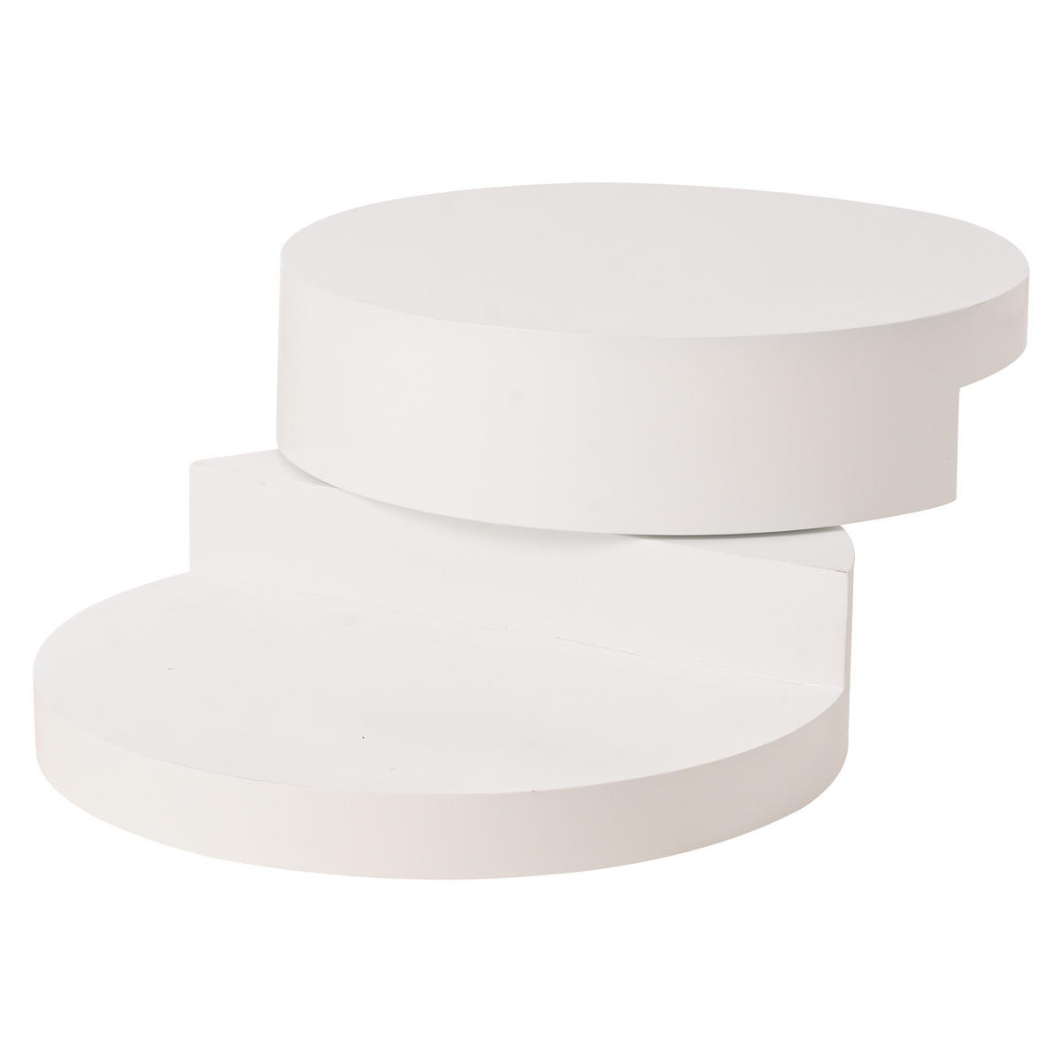 COUCHTISCH 70/70/35,5 cm Weiß aus MDF mit drehbarer Tischplatte und LED-Beleuchtung - Weiß, Holzwerkstoff (70/70/35.5cm) - OKWISH