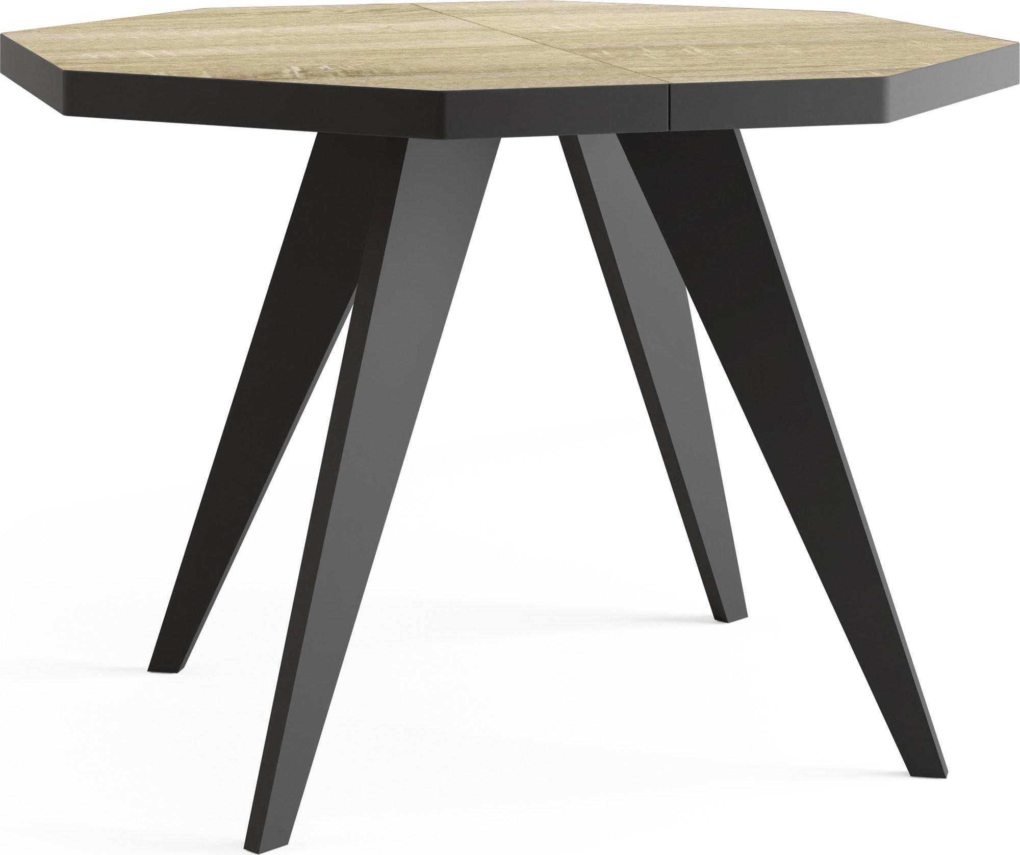 ESSTISCH Diamond Black achteckiger ausziehbarer, Sonoma Eiche 100-200/100/76 cm - Schwarz/Braun, Holz/Holzwerkstoff (100/200/77cm) - WFL GROUP