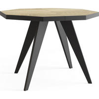 ESSTISCH Diamond Black achteckiger ausziehbarer, Sonoma Eiche 100-200/100/76 cm - Schwarz/Braun, Holz/Holzwerkstoff (100/200/77cm) - WFL GROUP