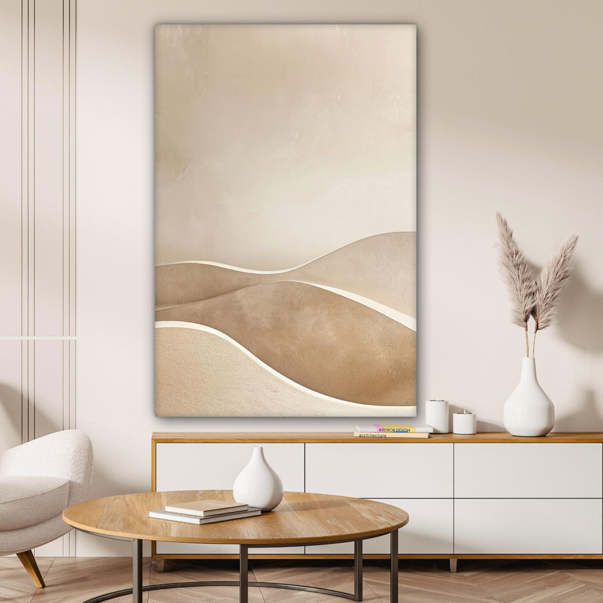 LEINWANDBILD Beige - Natur - Abstrakt - Modern 80x120 cm - Beige, Textil (80/120cm) - MuchoWow