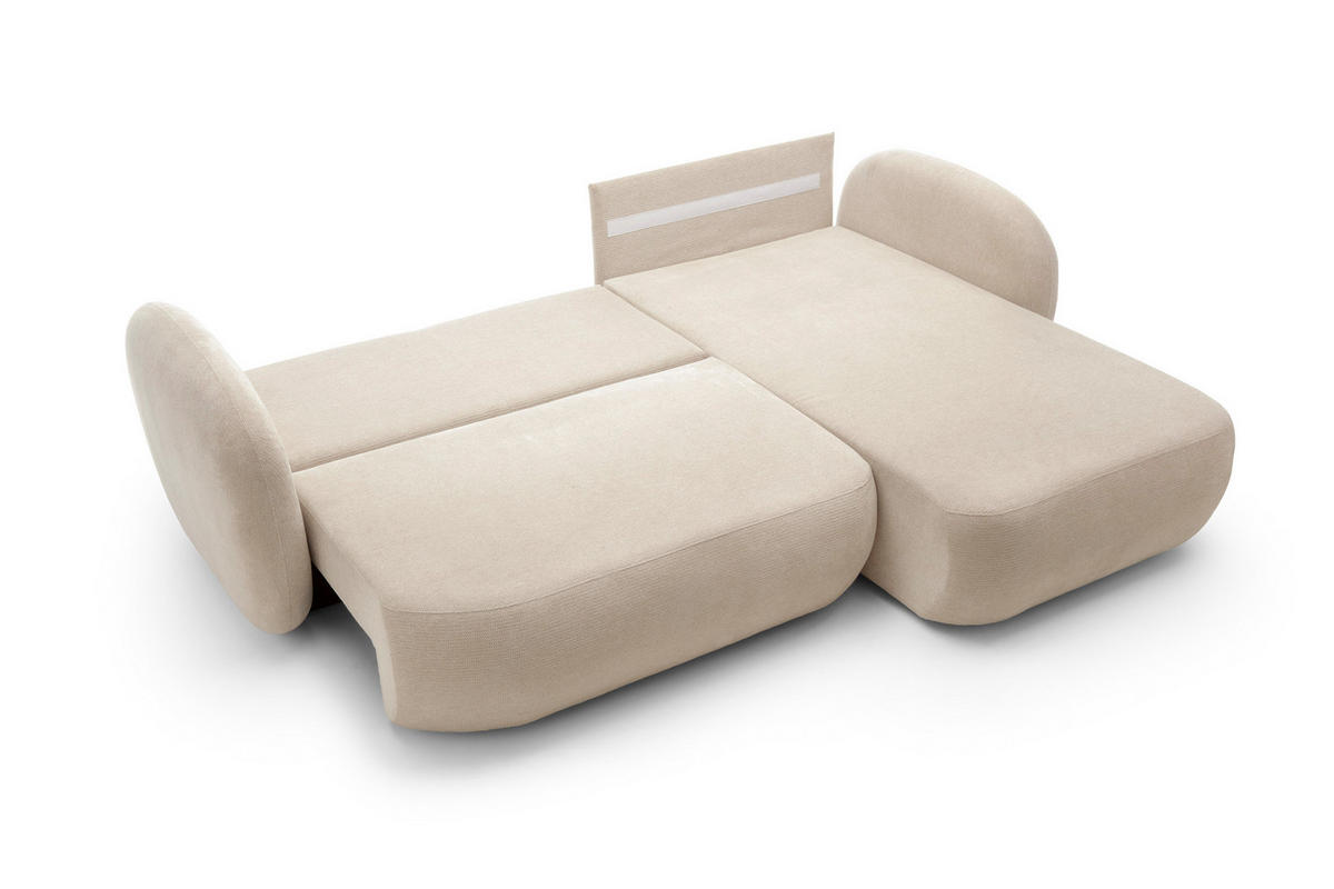 ECKSOFA OLIO L-Form Schlaffunktion mit Bettkasten, lose Rückenkissen, freistehend, RECHTS 248x174 cm Beige - Beige, Holz/Textil (248/174cm) - DomoHome