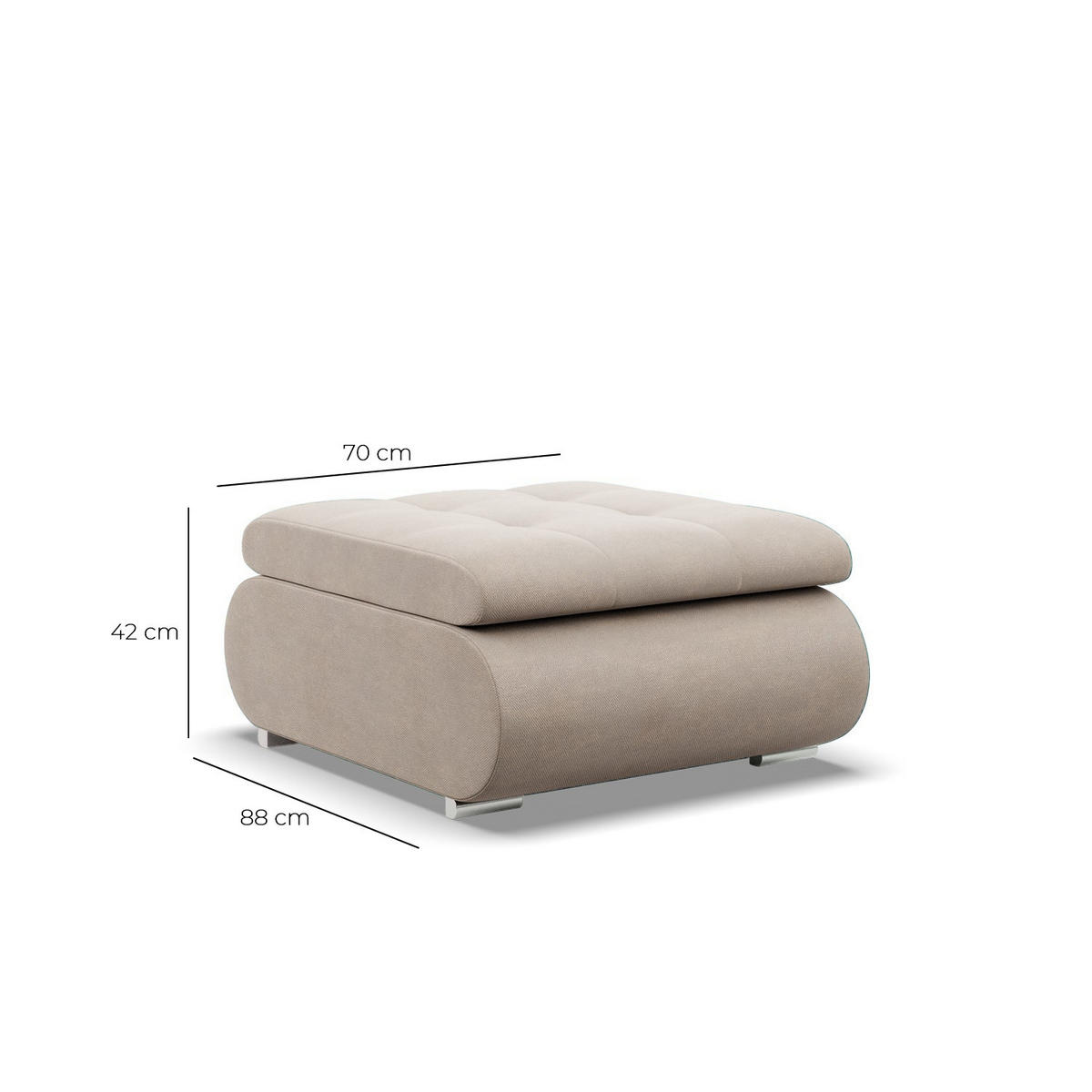 SITZPOUF FÜR DAS WOHNZIMMER FORESTA, Beige - Beige, Textil (88/42/70cm)