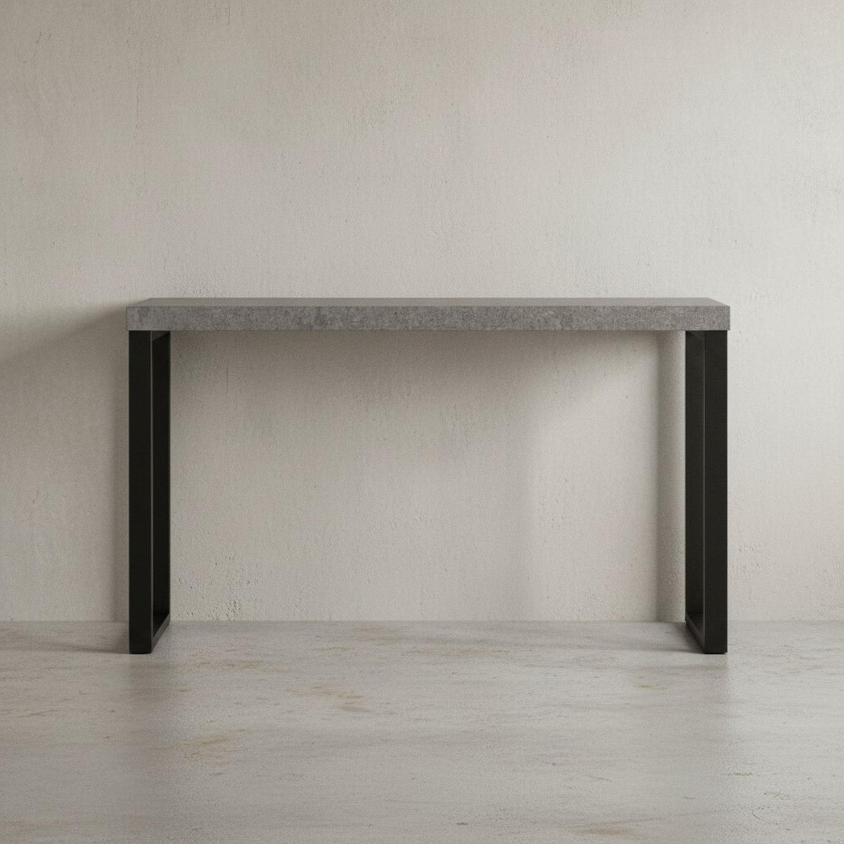 KONSOLENTISCH – Betonoptik/Schwarz, 120x40x76 cm, mit Metallbeinen, schmal - Schwarz/Grau, Holzwerkstoff/Metall (40/120/76cm) - KADIMA DESIGN