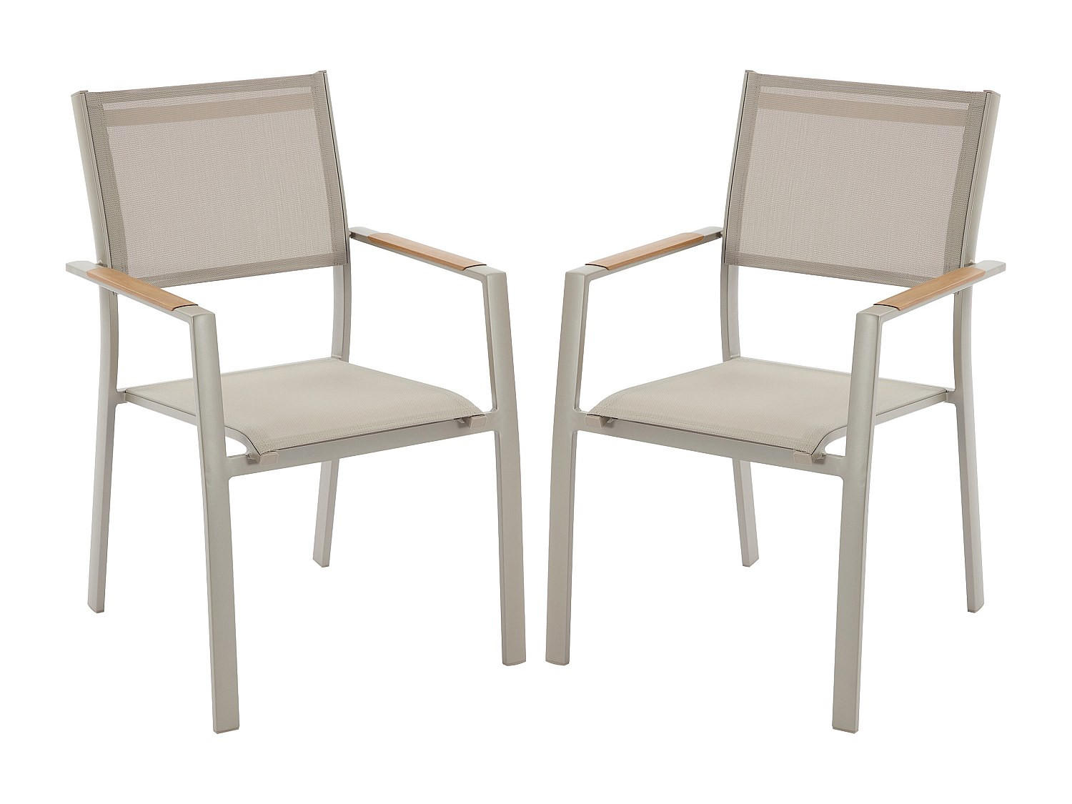 GARTENSTUHL 2er-Set - 57 cm x 60 cm - Metall - Taupe - MACILA - Taupe, Metall (57/89/60cm) - Vente-Unique