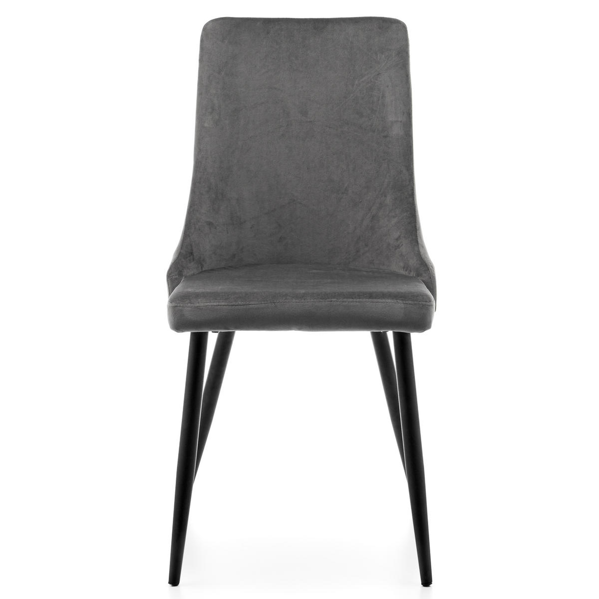 STUHL UNO gepolstert - grau - Samt Velours - Schwarz/Grau, Textil/Metall (48/95/57cm) - NEW HOME