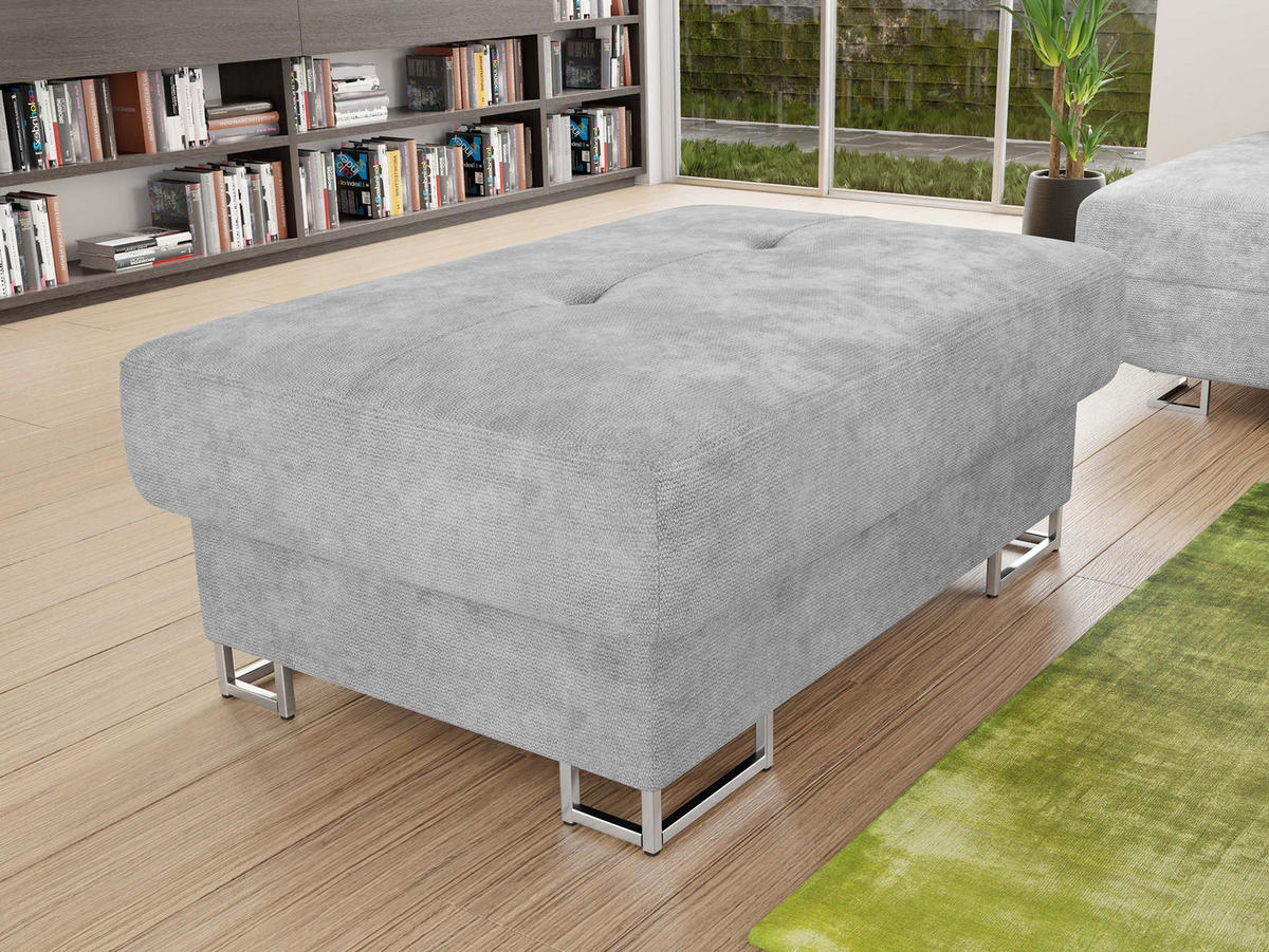 POLSTERHOCKER Cotere - Silberfarben/Hellgrau, Holz/Textil (104/42/67cm) - MIRJAN24