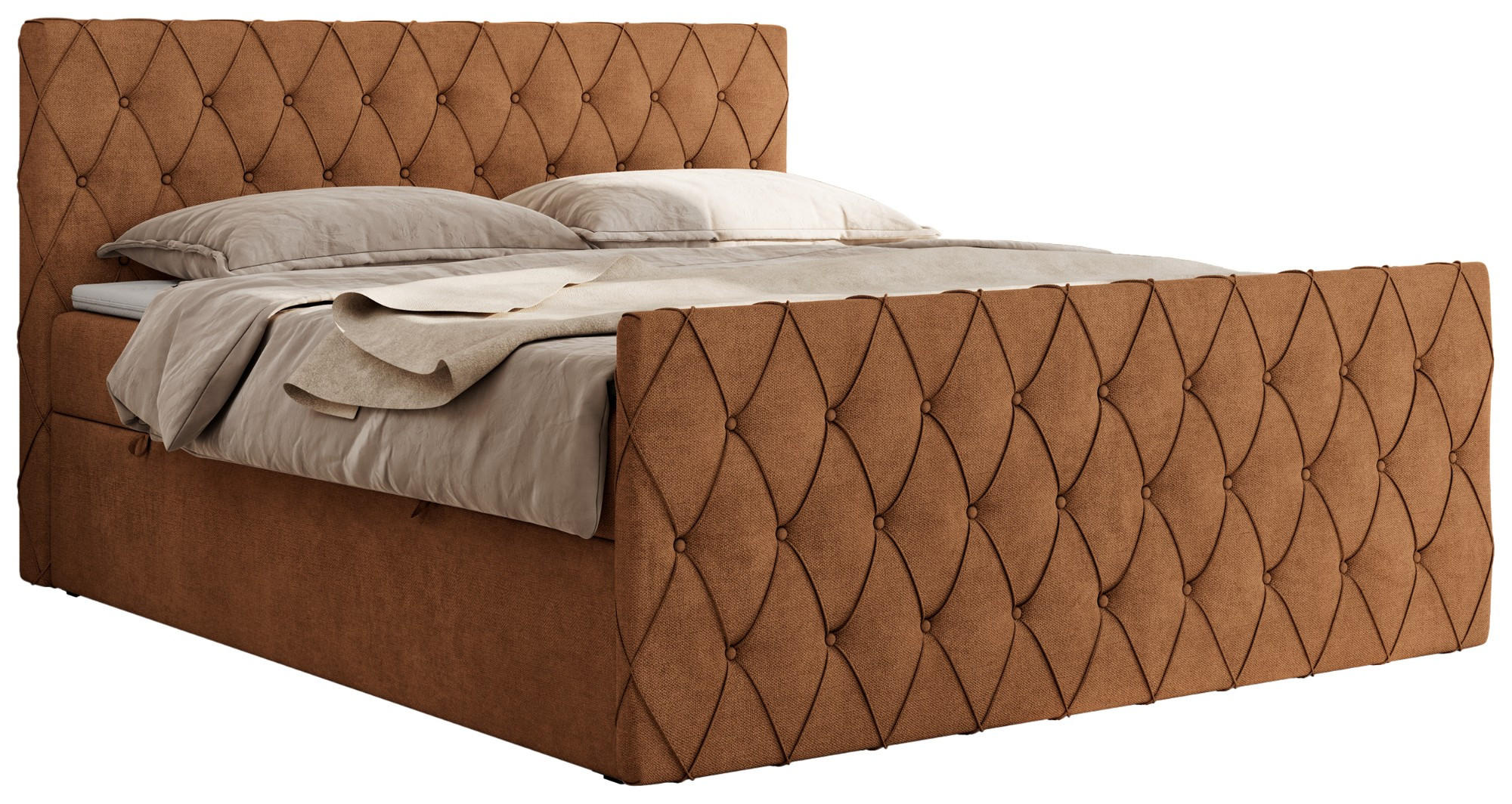 BOXBETT MIREN DUO 120/200 - Orange Strukture - H3 - Orange, Holz/Textil (120/200cm) - MKS
