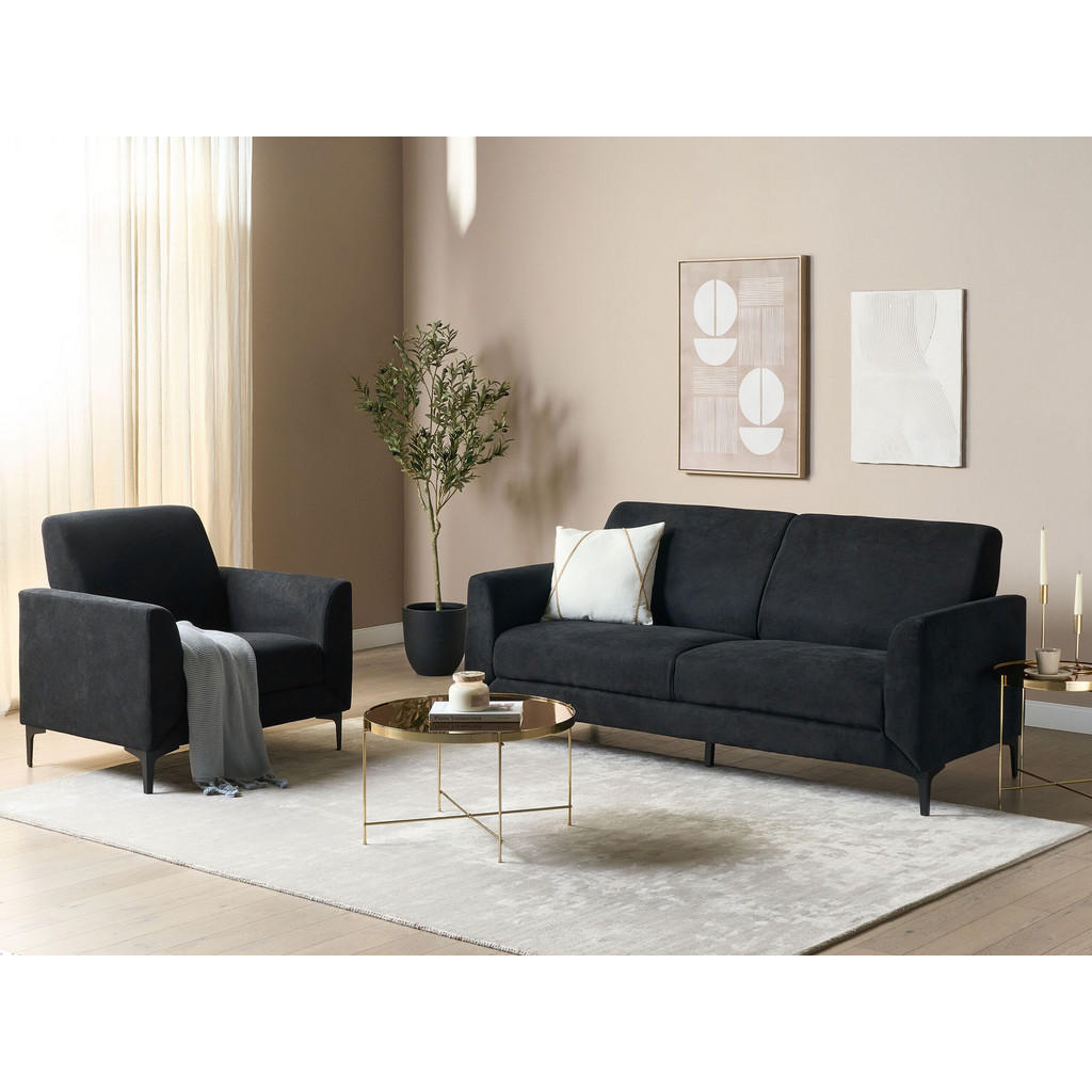 Thumbnail - Beliani 3-Sitzer-Sofa, Schwarz, Textil, 188x90x75 cm, Wohnzimmer, Sofas & Couches, Sofas, 3-Sitzer Sofas