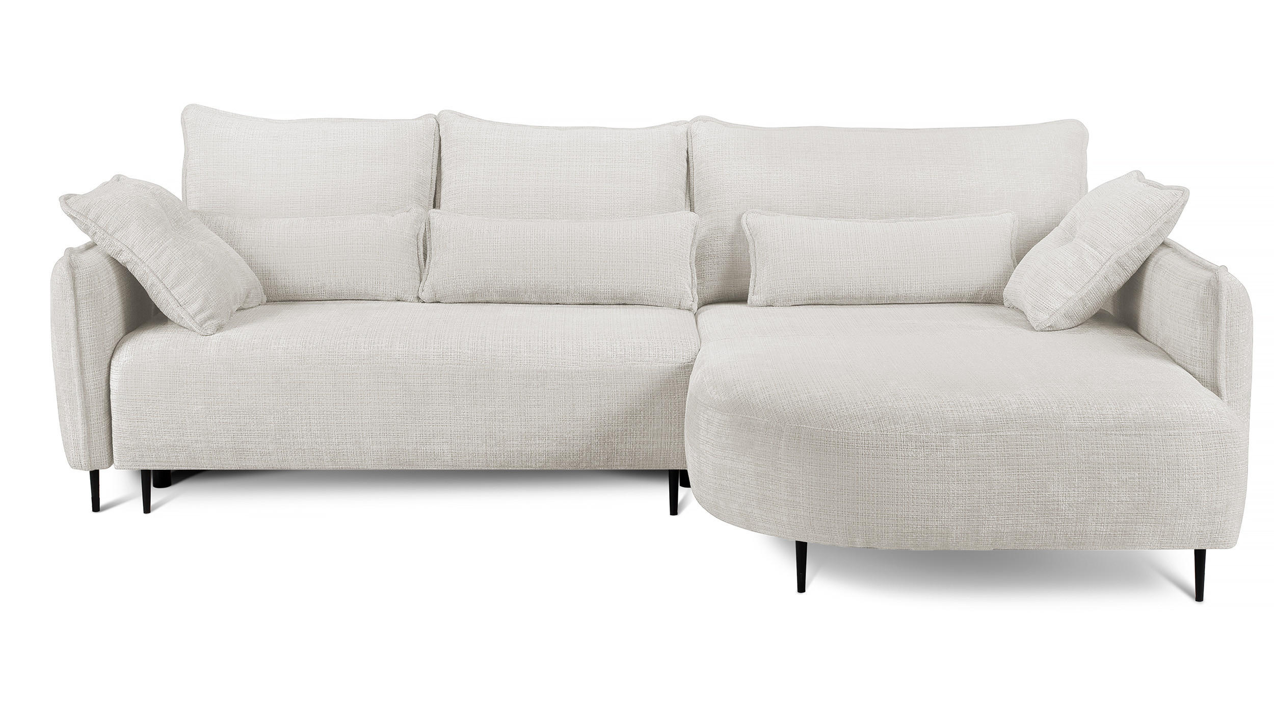 ECKSOFA Oblivio Cremeweiß Chenille - Creme/Schwarz, Textil/Metall (285/200cm) - Selsey