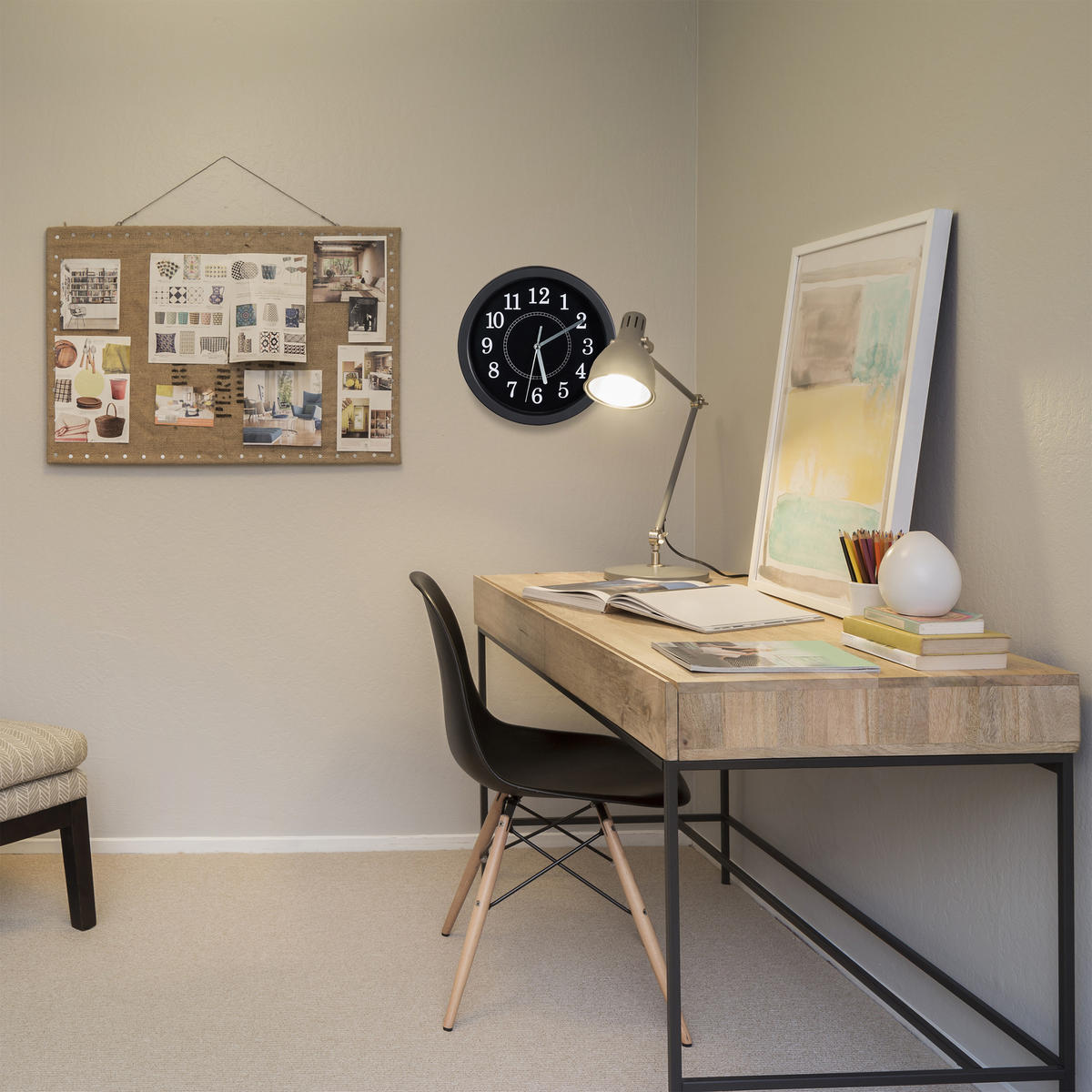 WANDUHR - Schwarz, Kunststoff (20/20/4cm) - Relaxdays