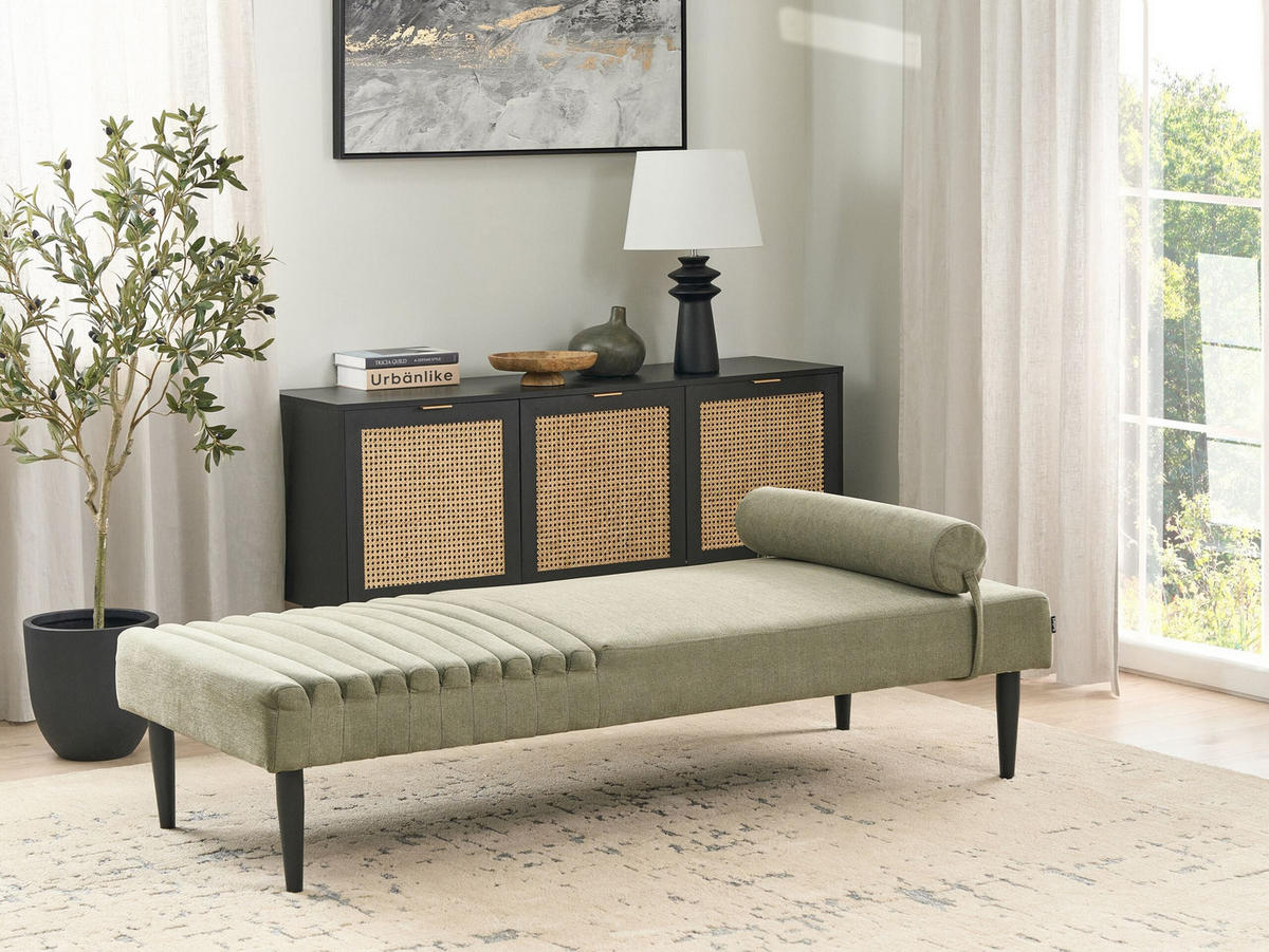 ČALOUNĚNÉ LEHÁTKO CHAISE LONGUE Látka Zelené Mauriac - zelená barva, textil (74/40/180cm) - Beliani