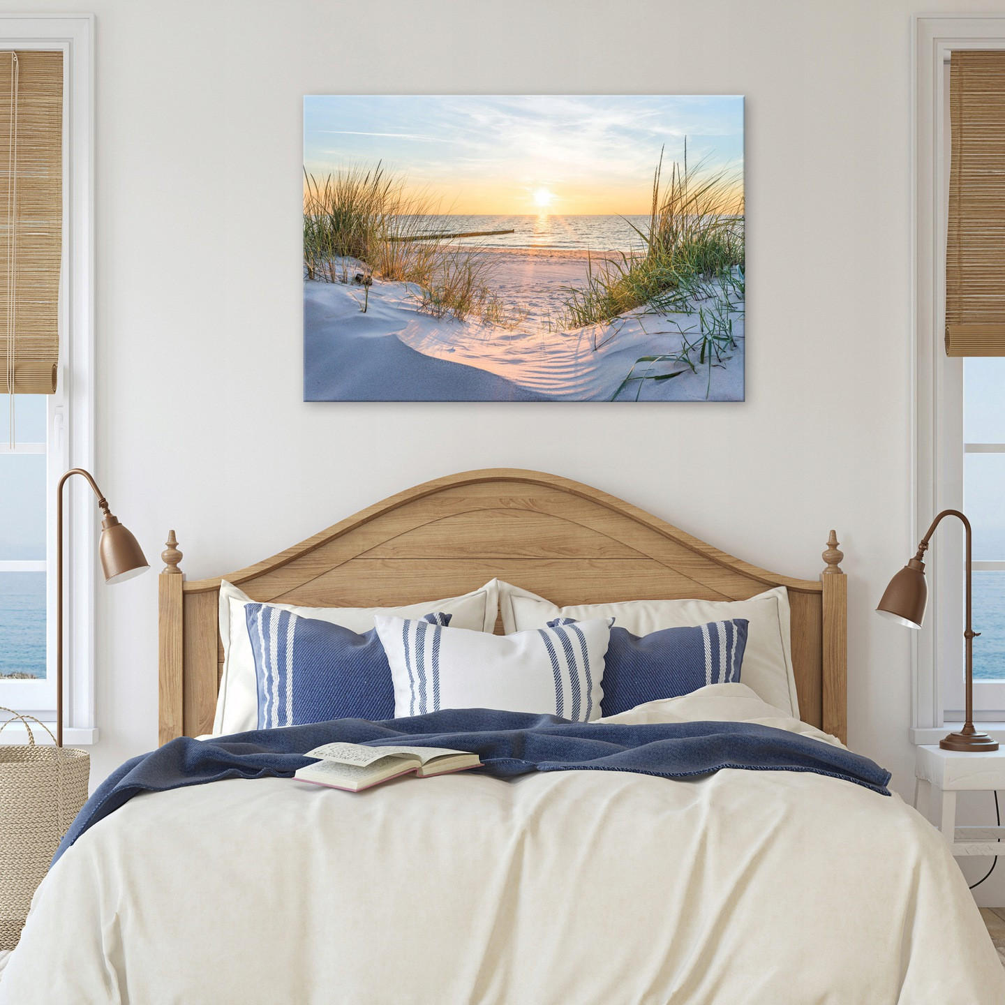LEINWANDBILD Strand Meer Bilder Modern 100x70 - Multicolor, Holzwerkstoff (100/70cm) - Wallarena