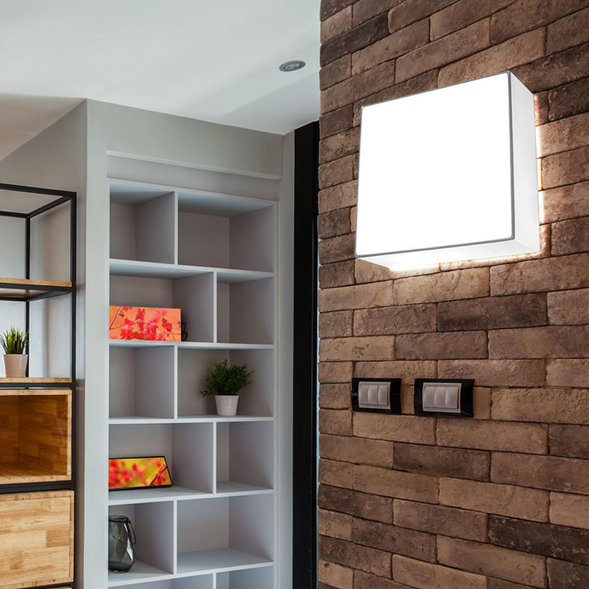 WANDELEUCHTE Stahl Kunststoff Weiß - Weiß, Metall (25/12/25cm)