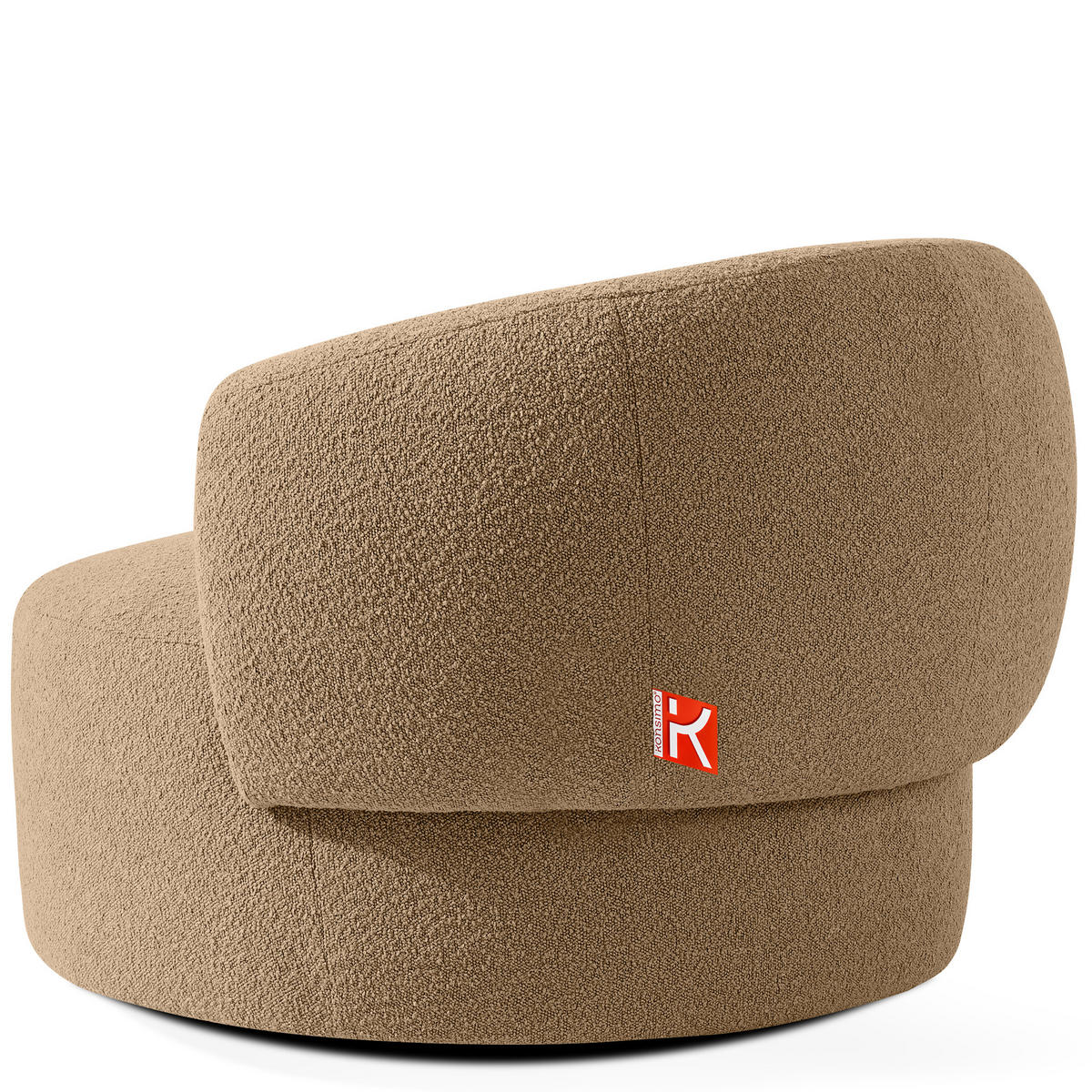 DREHSESSEL VIRA, Dunkelbeige, Bouclé - Schwarz/Braun, Holz/Holzwerkstoff (105/76/100cm) - KONSIMO®