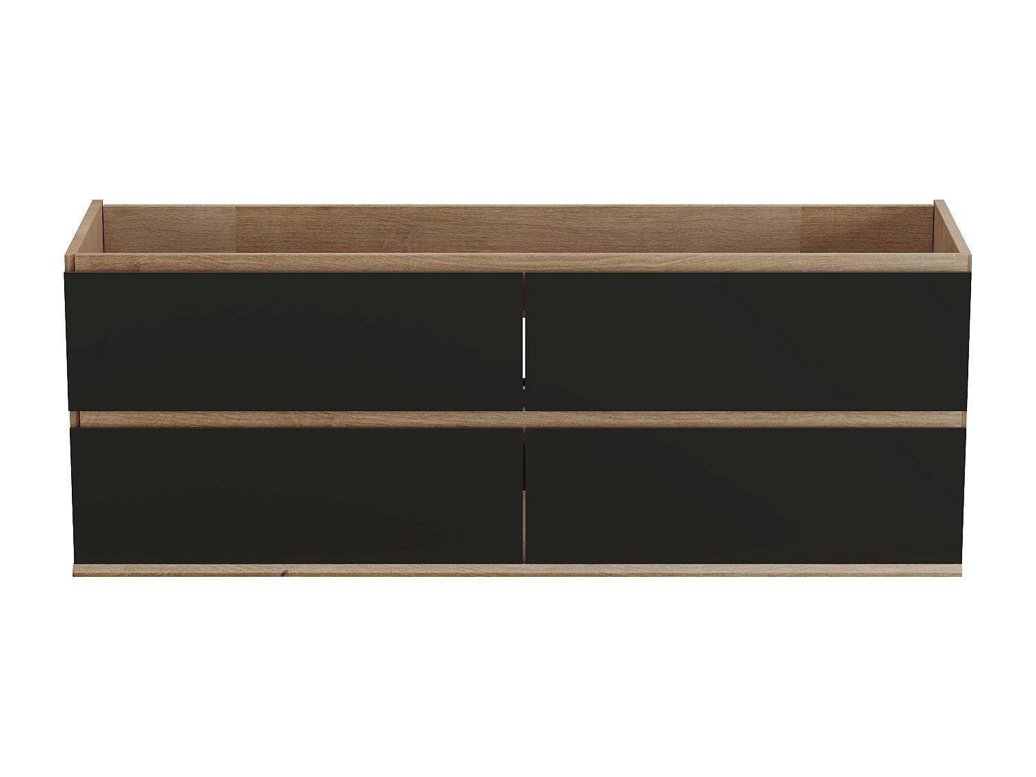 WASCHBECKENUNTERSCHRANK - 150 cm x 45.5 cm - holz - schwarz, naturfarben hell Saburi - Schwarz/Naturfarben, Holz (150/55/45.5cm) - Vente-Unique