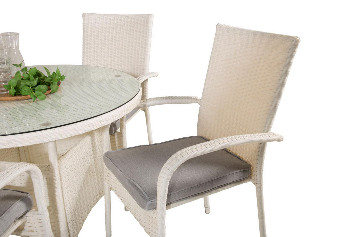 GARTENTISCHGRUPPE Weiß - Weiß, Holzwerkstoff - ebuy24