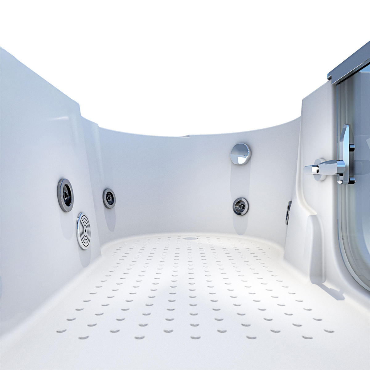 SITZWANNE Whirlpool Badewanne mit Tür S12-WP-L 170x85cm - Weiß, Glas/Kunststoff (85/60/170cm) - AcquaVapore by Sandra Jentho