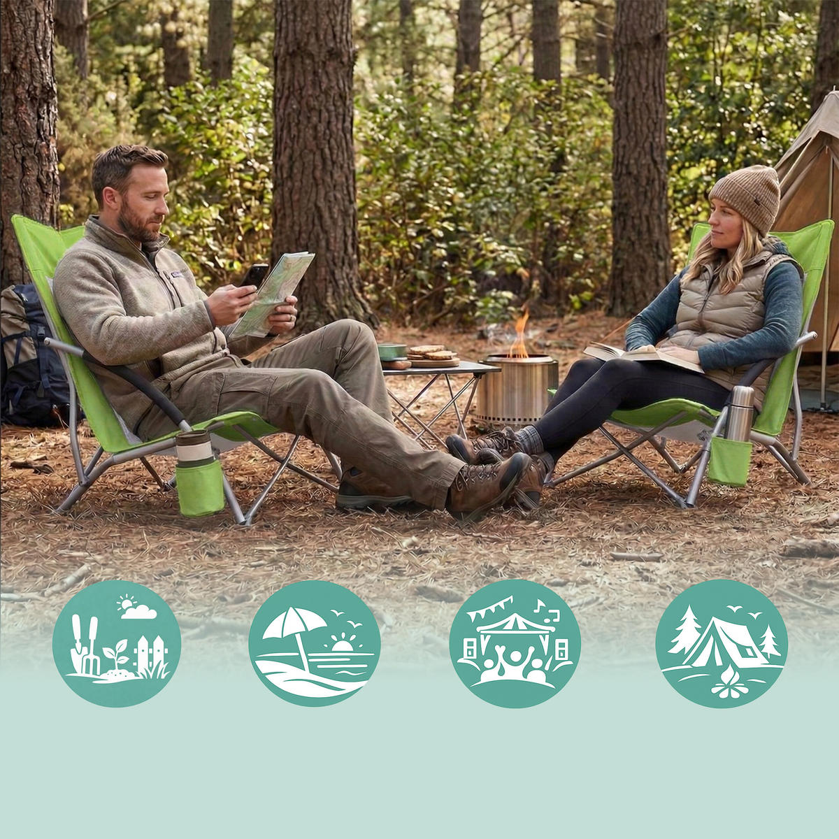 STOLICA - zelena, tekstil/metal (55/67/58cm) - Relaxdays