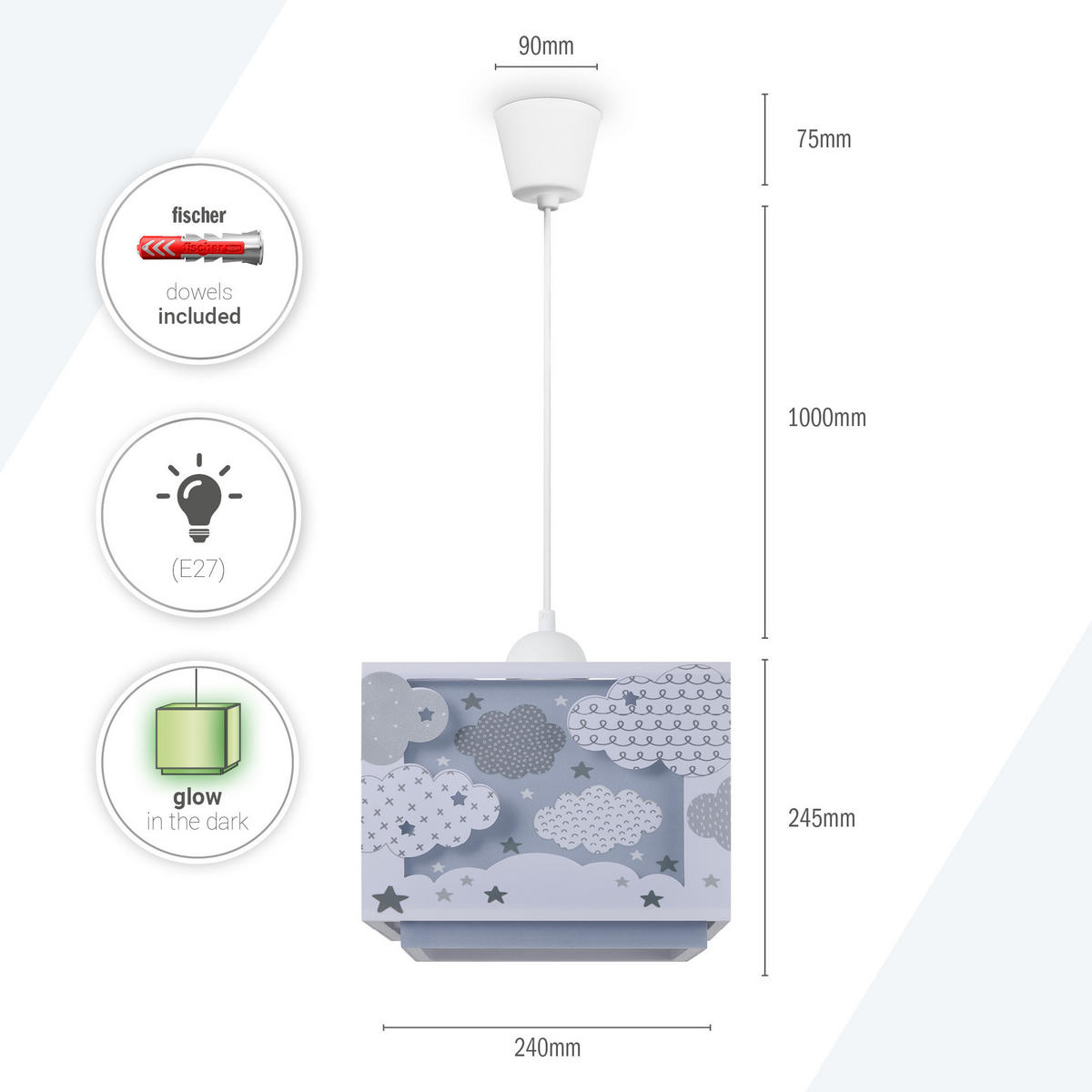 PENDELLEUCHTE Greta Pd Cloud - Blau, Kunststoff (24/24/24.9cm) - Paco Home