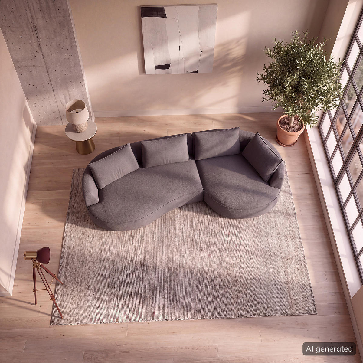 BIGSOFA - Schwarz/Grau, Kunststoff/Textil (322/82/154cm) - home24