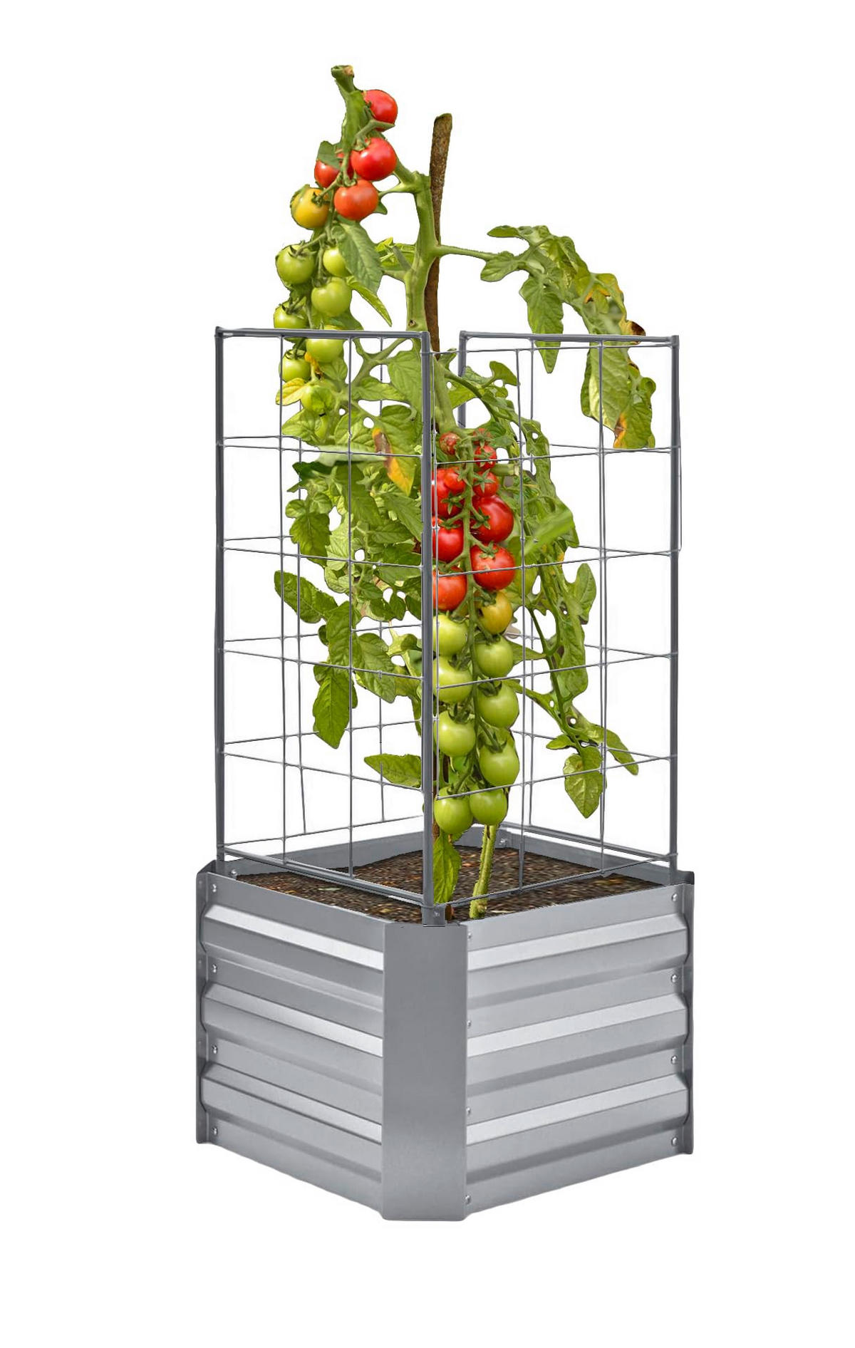 HOCHBEET Tallin 2er Set mit Rankhilfe Silber Stahl Beetumrandung - Silberfarben, Metall (47/30/47cm) - DELUKE