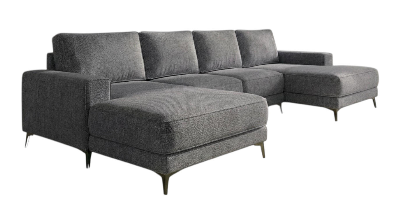 ECKSOFA VALTOR 320 cm x 185 cm – Stoff: SAWANA Pfeffer 5 Farbe: Dunkelgrau - Dunkelgrau, Textil (320/185cm) - A&J MöbelLand