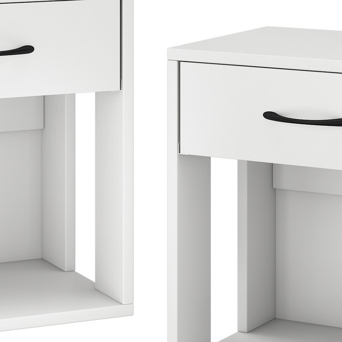 NACHTTISCH Virela Weiß 39 x 41 cm 2er Set - Weiß, Holzwerkstoff (39/41/28cm) - Vicco