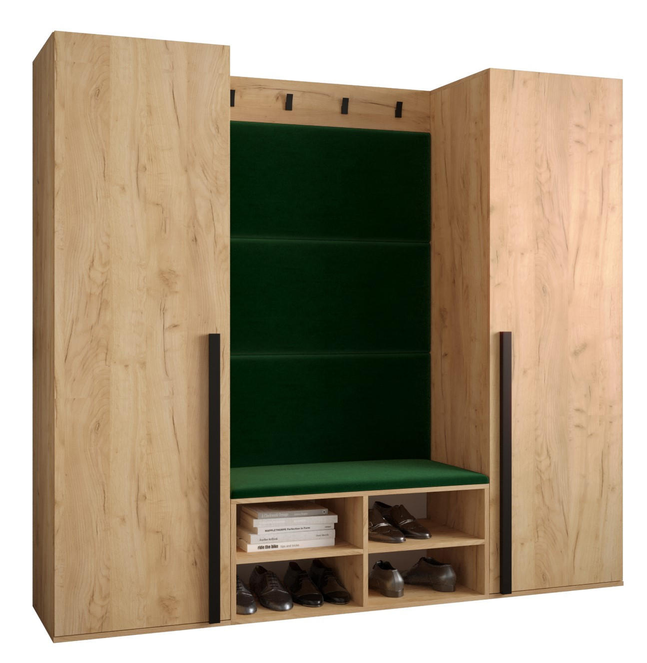 GARDEROBEN-SET 184/184/42 - Waldgrün/Eichefarben, Holz/Kunststoff (184/184/42cm) - MÖBEL KRYSPOL