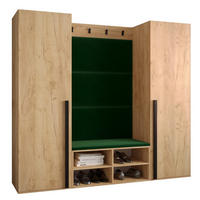 GARDEROBEN-SET 184/184/42 - Waldgrün/Eichefarben, Holz/Kunststoff (184/184/42cm) - MÖBEL KRYSPOL